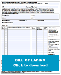 Bill of Lading Sample