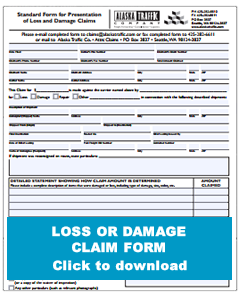 Alaska Traffic - loss or damage claim form